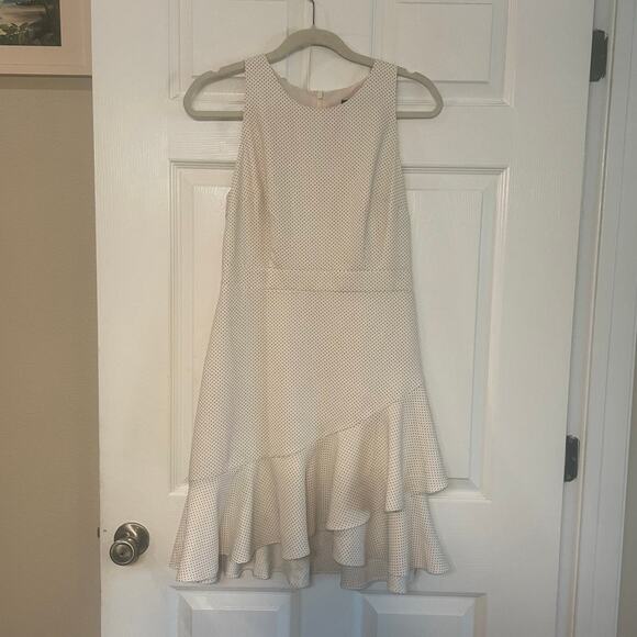 Banana Republic Factory PRINT RUFFLE-HEM SHEATH DRESS size 6P - Picture 1 of 15